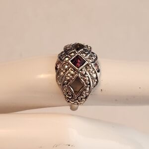 Vintage Avon Silver Ring with Purple Accents